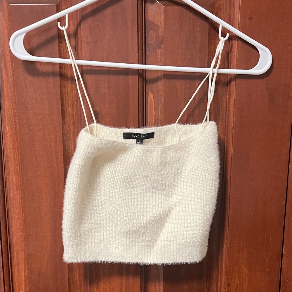 Love Tree Ivory Knit Spaghetti Strap Top